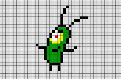 Spongebob Squarepants Plankton Pixel Art Easy Pixel Art Pixel Art