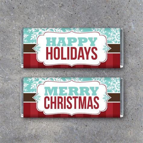 Happy Holidays And Merry Christmas Candy Bar Wrappers Printable