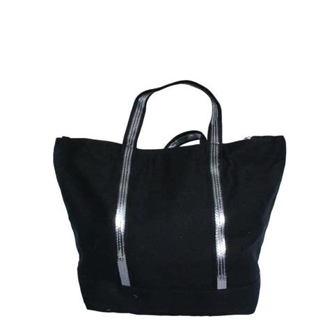 Sac à main noir style cabas en tissu avec lanières Achat Vente Sac