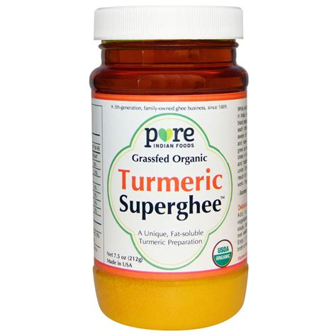 Pure Indian Foods Grass Fed Organic Turmeric Superghee 7 5 Oz 212 G