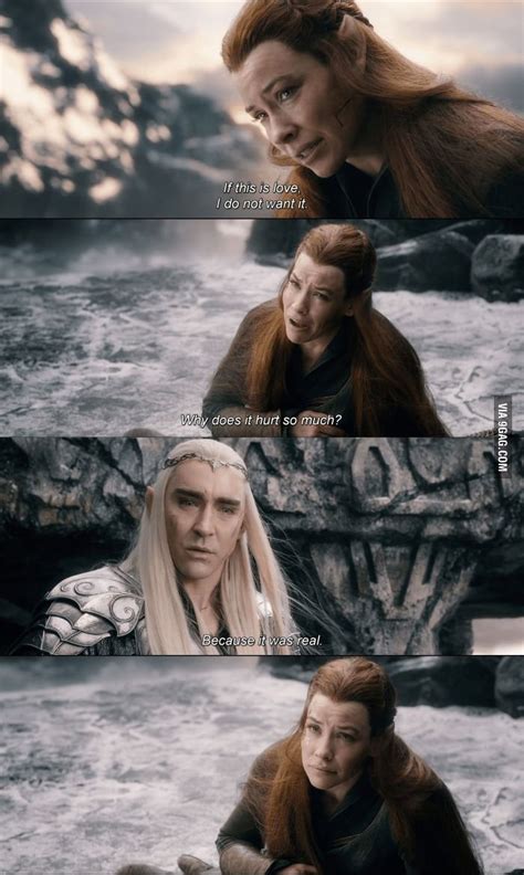Tauriel didn't want to party upstairs with legolas and the elven lads. http://9gag.com/gag/aNZ4DK3?ref=mobile | The hobbit movies, Kili and tauriel, The hobbit