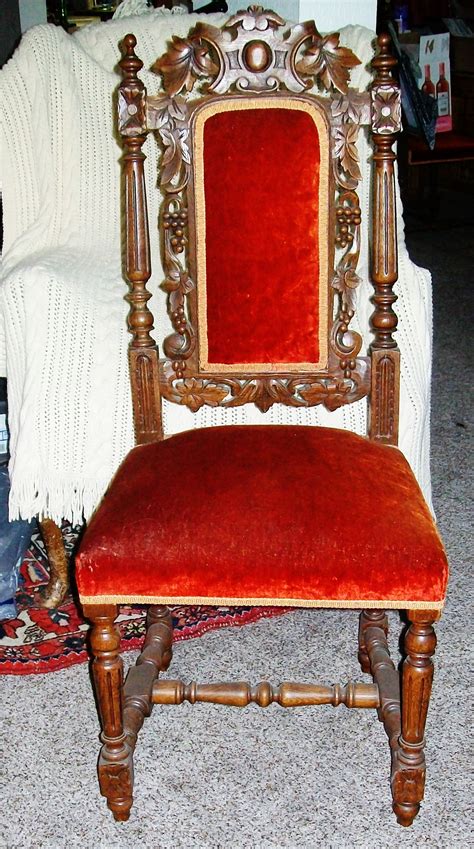 Antique Hand Carved Dining Chairs Upholstered Oak Instappraisal