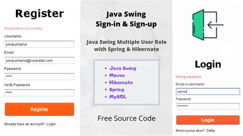 Java Swing Login And Register With Spring And Hibernate Signin And Signup With Multiple User