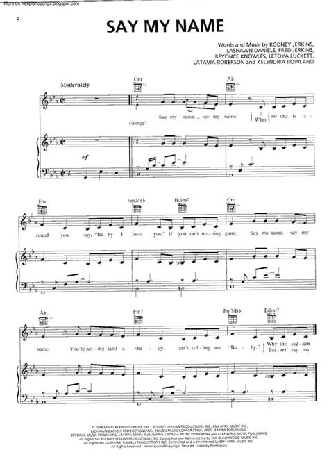 beetlejuice yes, let's play it. Say My Name Piano Sheet Music - Best Music Sheet