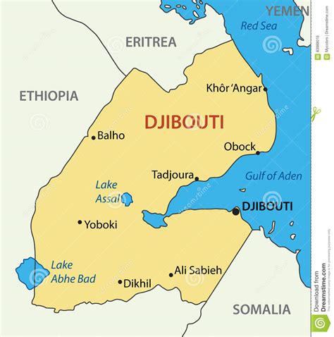 Djibouti Vector Map Isolated On White Background High Detailed Black Silhouette Map Of Djibouti