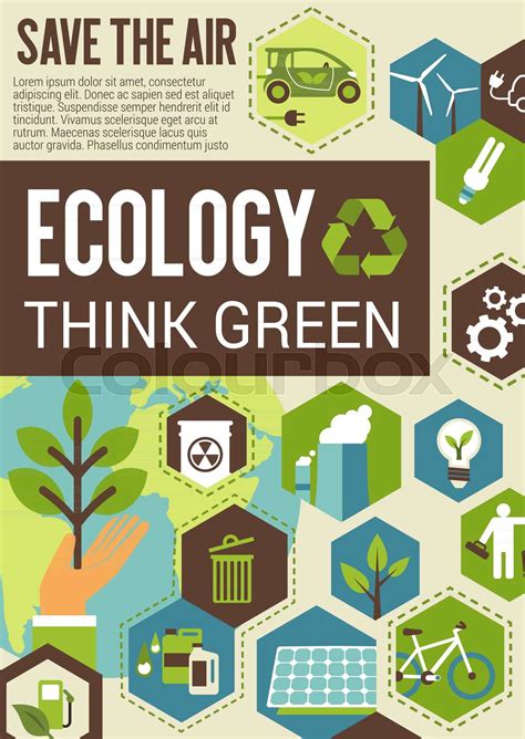 Think Green Eco Banner For Environment Protection Stock Vector