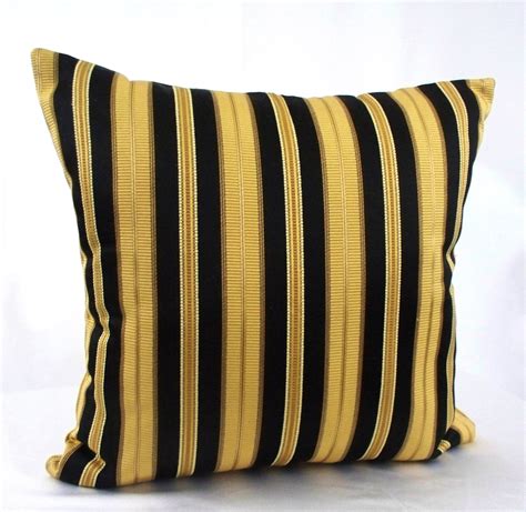 Black And Gold Pillow Cover Striped Decorative Pillows Stripe Etsy