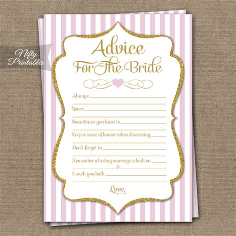 Bridal Shower Advice Cards Free Printable Best Design Idea