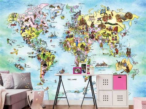 Aged World Map Wall Mural Murals Your Way Map Wall Mural World Map My