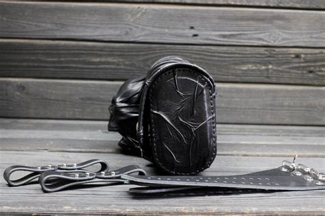 Harley Davidson Softail Black Leather Tool Bag Skull Softail Etsy