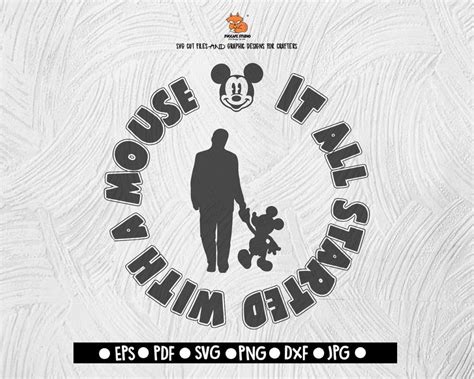 It All Started With A Mouse Svg Pan Disney Digital File Download Dxf
