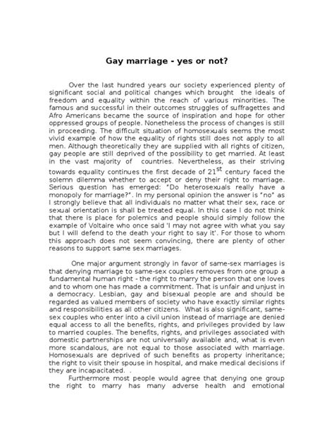 Essay Gay Marriage Same Sex Marriage Homosexuality