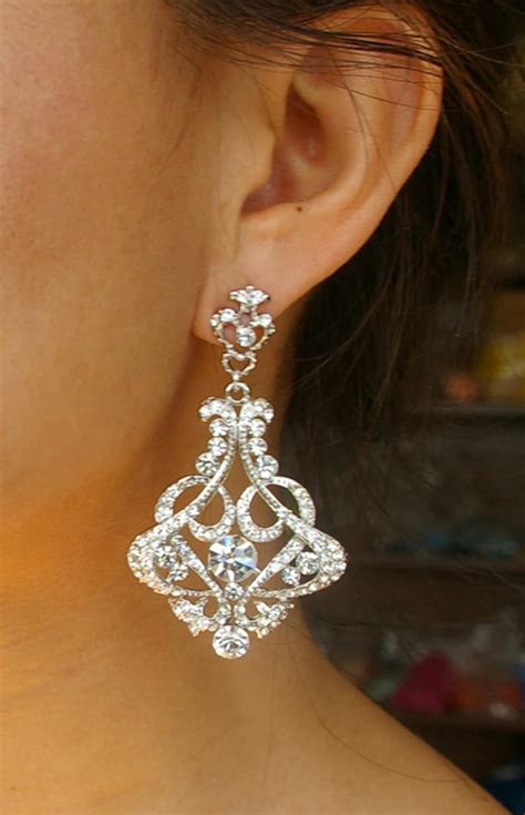 Crystal Chandelier Bridal Earrings Vintage Wedding Earrings Etsy