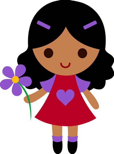 Little Girl With Purple Flower Free Clip Art Imagens Infantis Clip