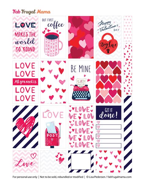 Free Printable Happy Planner Valentine Stickers - Fab Frugal Mama