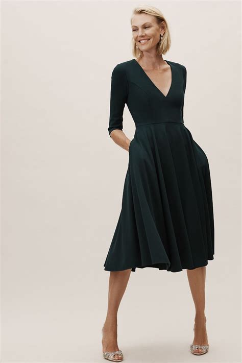 Bhldns Valdis Dress In Dark Emerald Tea Length Dresses Dresses Tea Length Skirt