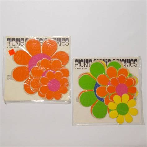 Rickie Tickie Vintage Stickers Two Packs Flower Power Small Large Sizes