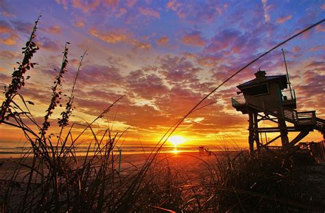New Smyrna Beach Lifeguard Tower At Sunrise Photograph By Dm