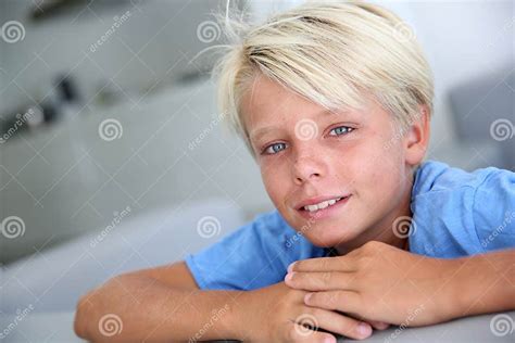 Portrait Of Blond Boy With Blue Eyes Stock Image Image Of Cute Teen