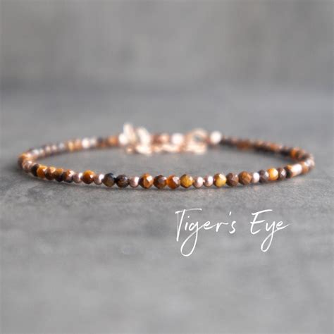 Tigers Eye Crystal Bracelet Dainty Crystal Healing Bracelets Etsy
