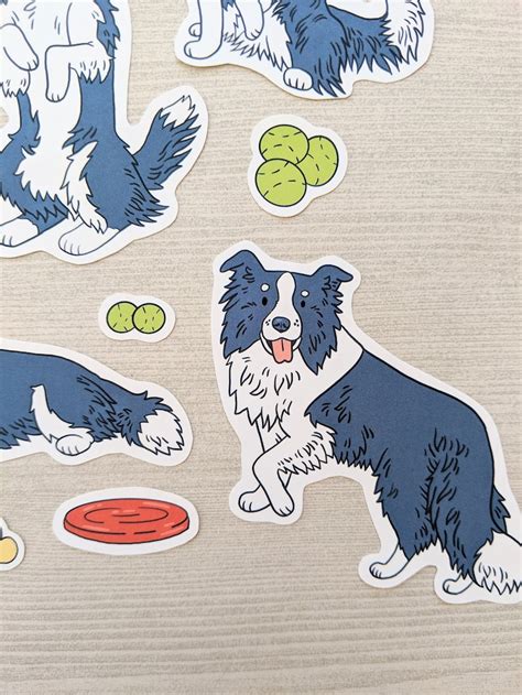 Cute Cartoon Border Collie Sticker Set Dog Sticker Pack Etsy