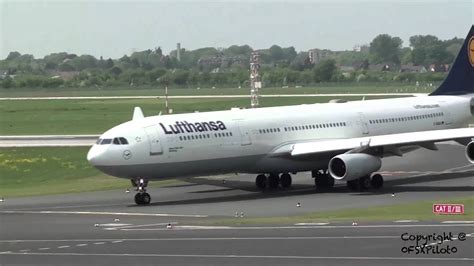 Lh A340 Runway Change And Take Off At Düsseldorf Hd Youtube