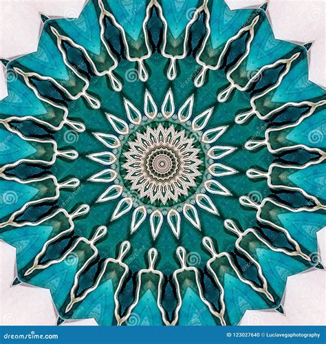 Teal Design Of A Mandala Stock Photo Image Of Land 123027640