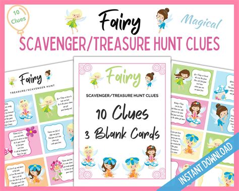 Fairy Treasure Hunt For Kids Fairy Scavenger Hunt Clues Etsy
