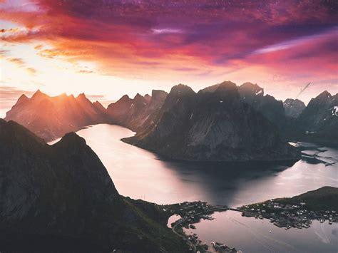 Download 1600x1200 Wallpaper Beautiful Mountains Sunset Scenery