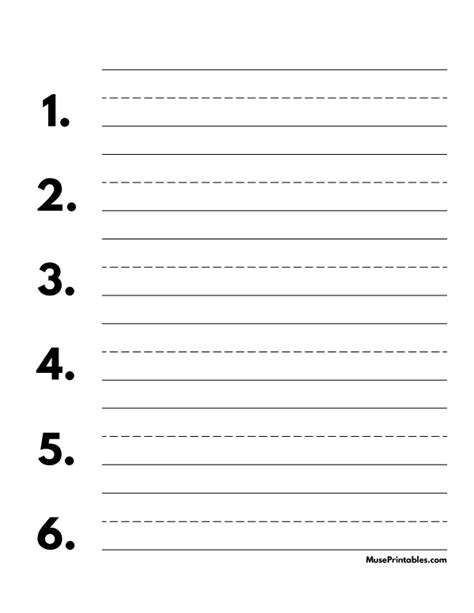 Printable Black And White Numbered Handwriting Paper 1 Inch Portrait