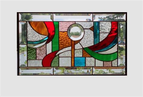 Abstract Stained Glass Panel Window Geometric Multi Color