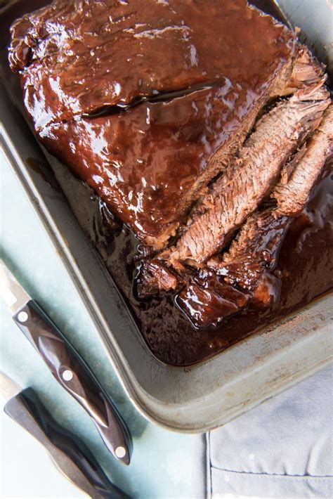 Cover pan and refrigerate overnight or for at least 12 hours and up to 24. Slow Roasted Oven BBQ Beef Brisket - House of Nash Eats