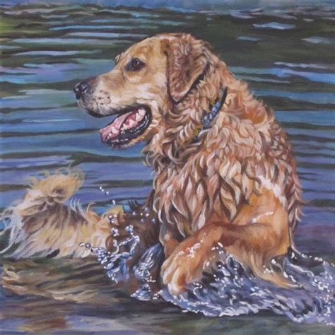 Golden Retriever Dog Art Canvas Print Of Lashepard Painting Etsy In