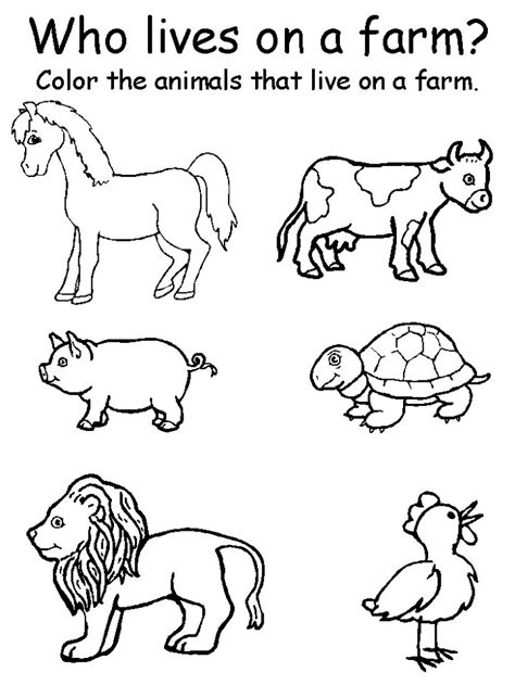 Printable Exercises For Kids Farm Animals Preschool Animal