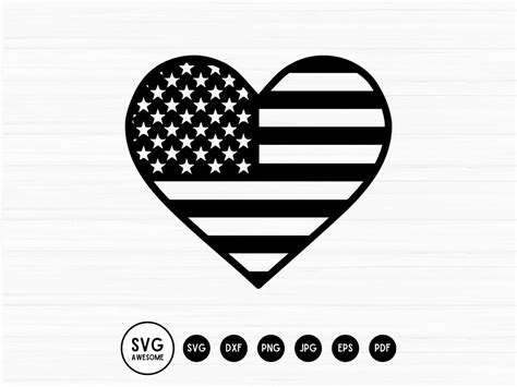 American Flag Heart Svg Instant Download Vinyl And Craft Cutting File