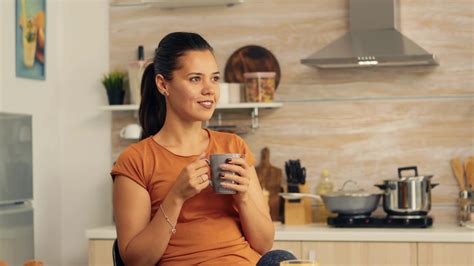 Woman Drinking Hot Coffee To Wake Up In Stock Footage Sbv 338555534