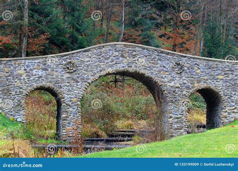 Ancient Stone Arch Bridge Crossing A Small Stream Stock Image Image