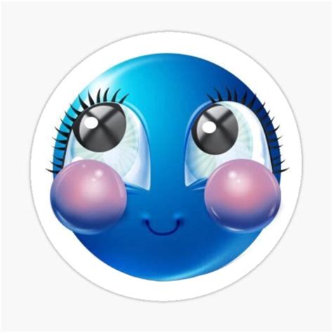 Blue Emoji Meme Blushing Face Sticker By Silverwolf Redbubble Sexiz Pix