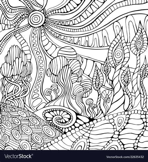 Find more coloring pages online for kids and adults of adult simple chinese dragon coloring pages to print. Doodle surreal landscape coloring page for adults Vector Image
