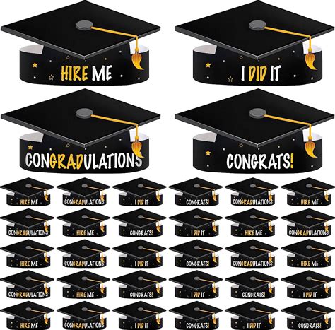 Katchon Black Graduation Paper Hats Pack Of 36