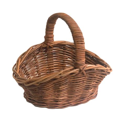 Small Oval Wicker Floral Basket In Natural Rattan