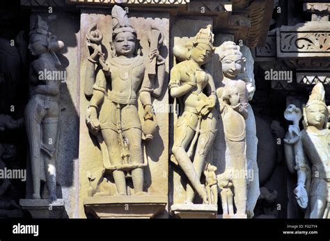 Sculptures On Wall Of Kandariya Mahadeva Temple Khajuraho Madhya