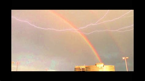 Lightning Streaks Across A Double Rainbow Youtube