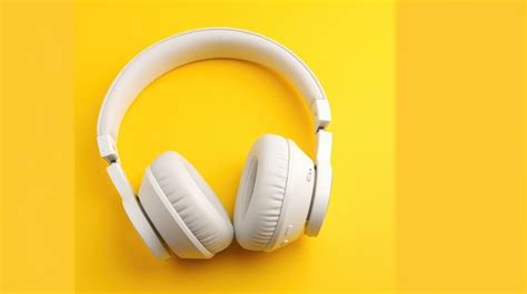 Premium Ai Image A Pair Of White Headphones On A Yellow Background