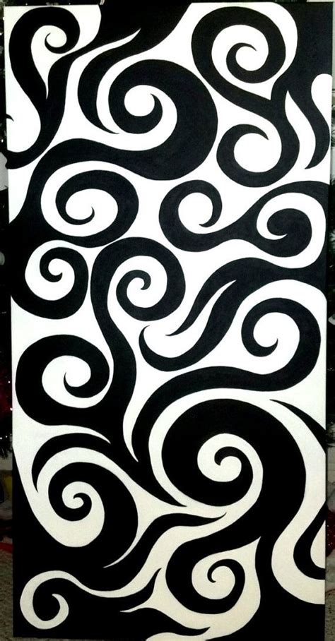 Black And White Abstract Art Awesome Swirl Design Acrylic On Canvas