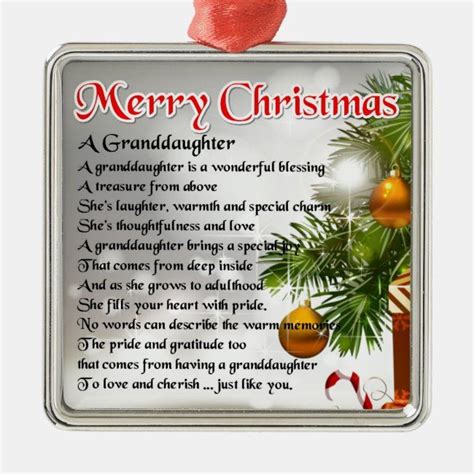 Granddaughter Poem Christmas Design Metal Ornament Zazzle