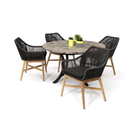 Oyster Slate Stone Round Outdoor Dining Table 120cm