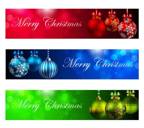 Vector Set Of Horizontal Christmas New Year Banners Free Vector