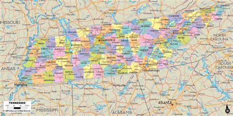 Tennessee Map By County And City Ricky Christal
