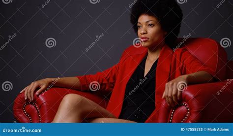 Strong Attractive Black Woman Sitting In Red Chair Stock Image Image Of American Beauty 47558533